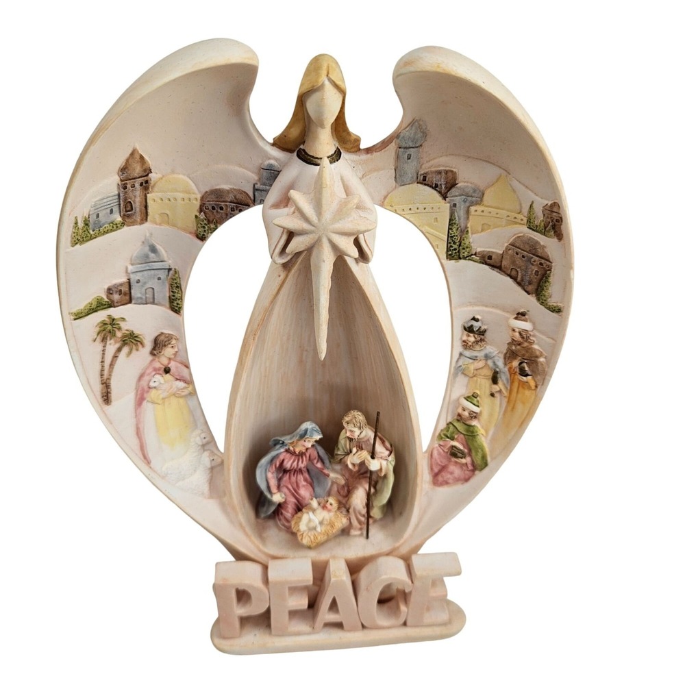 Peace Gift From Heaven LED Christmas Angel And Nativity Scene Lit Box Works READ